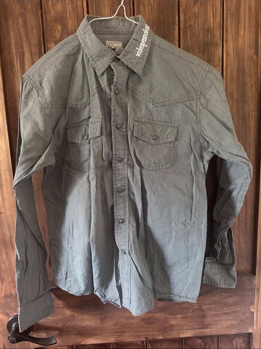 Cinch Boys Black & White Micro-Check Button-Down Shirt Youth Large